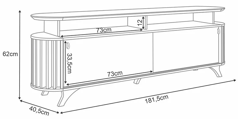 Rack para Sala Bancada de TV 70 Pol 181,5cm Riley H01 - D'Rossi - Castanho e Off White