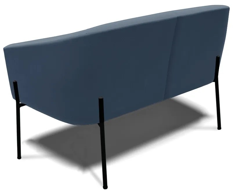 Namoradeira e 2 Poltronas Pé de Ferro Preto Stella Suede D03 - D'Rossi - Azul Marinho