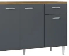 Armário de Cozinha e Balcão 120cm Classic Ripado Damasco Cinza Z46 - M