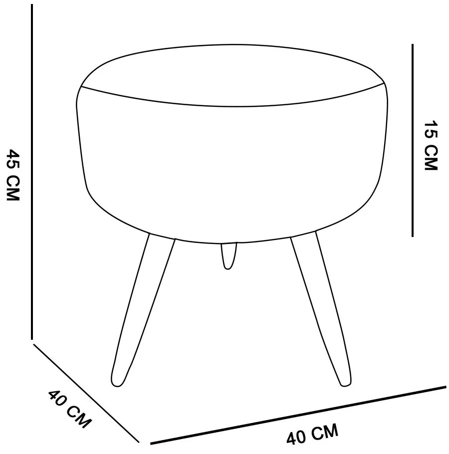 Puff Banqueta Berlim Redondo Suede Azul Marinho Pés Natural D'Rossi