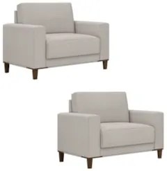 Poltrona Decorativa Sala de Estar Kit 02 Zaire Z32 Linho Areia - Mpoze