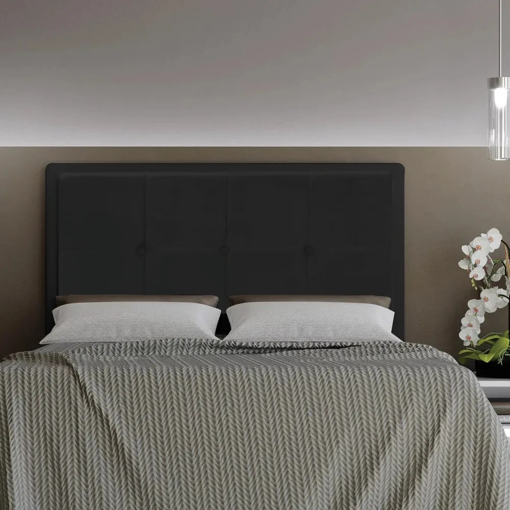 Cabeceira Ametista Para Cama Box Casal 140 cm Suede Preto - D'Rossi