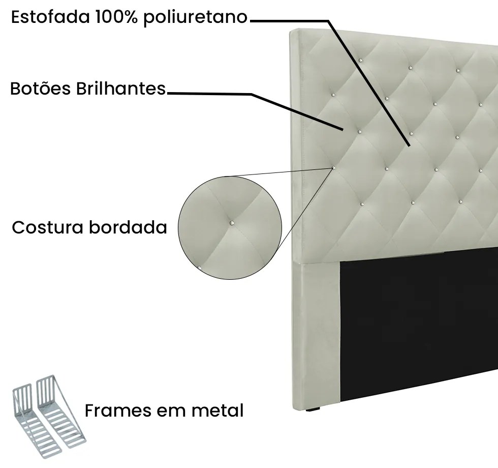Cabeceira Cama Box King 195 cm Tania Veludo S04 - D'Rossi - Prata