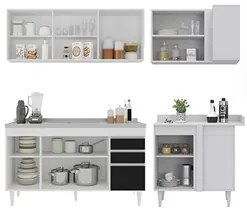Armário de Cozinha Modulado de Canto Esquerdo 4 Peças CP51 com Pia Ino