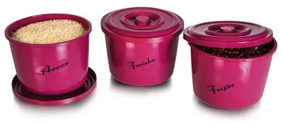 Kit Potes Mantimentos Arroz, Feijão e Farinha