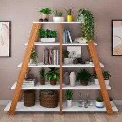 Kit 2 Estante Multiuso Decorativa 5 Prateleiras Stela A06 Freijó/Branc