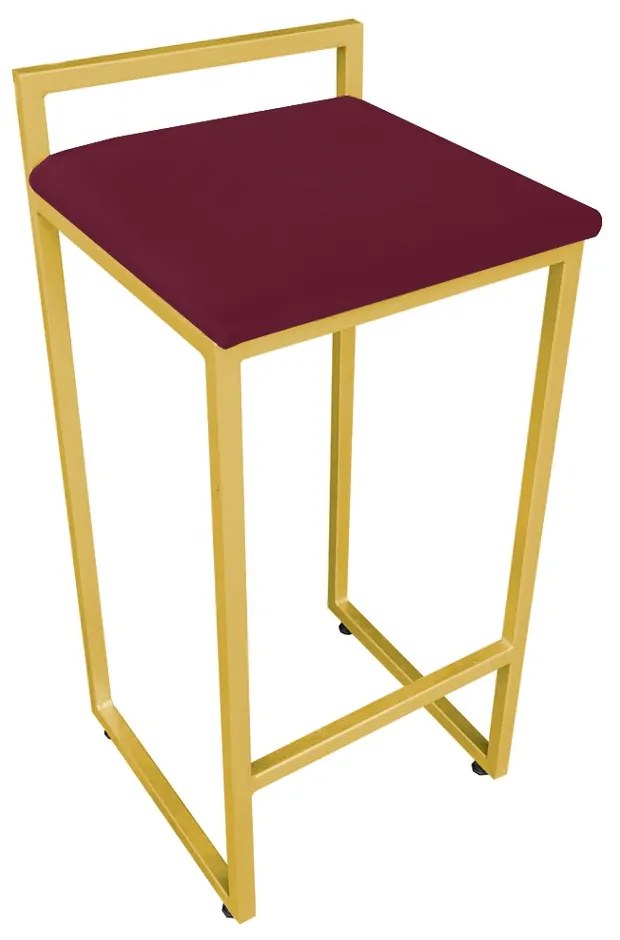 Banqueta Pietra Suede Base Dourado - Vinho
