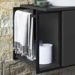 Gabinete Banheiro Suspenso 80cm Cuba Oval Ripy Grafite/Branco Z54 - Mp