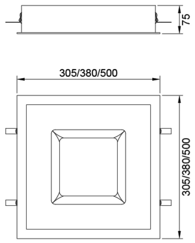 Embutido Belize 50X50Cm Led 32,8W Bivolt | Usina 19015/50 (MR-T - Marrom Texturizado, 3000k)