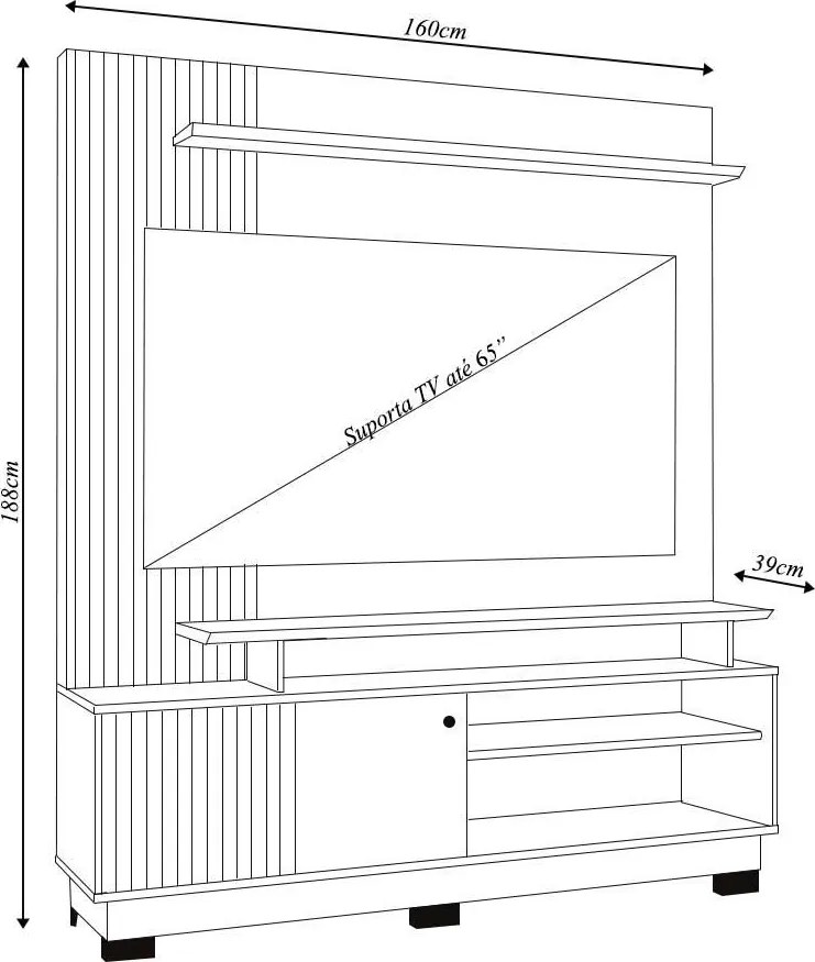 Home Theater Homero MDP 2 Prateleiras até 65 Cumaru G97 - Gran Belo