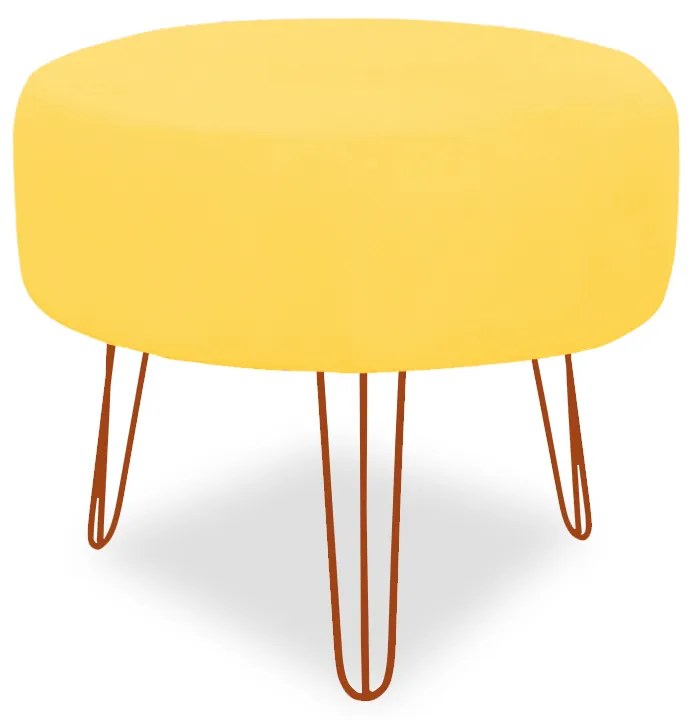 Puff Chloe Pés Hairpin Legs Bronze Suede Amarelo