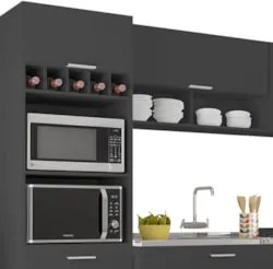 Armário de Cozinha CP05 Com Pia 100cm Pérola Z34 Preto      - Mpozenat