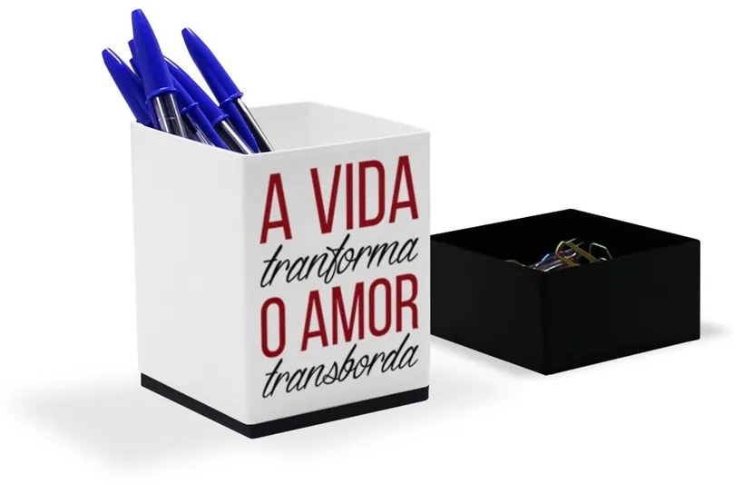 Porta Lápis e Clipes de Papel - Amor Transborda