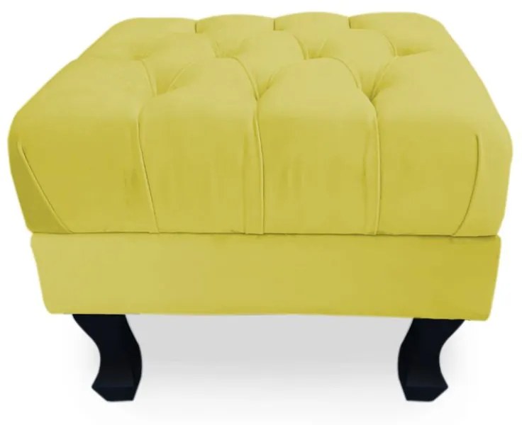 Puff Baú Decorativo Capitonê Luis XV 40x50cm Suede Amarelo - Sheep Estofados - Amarelo
