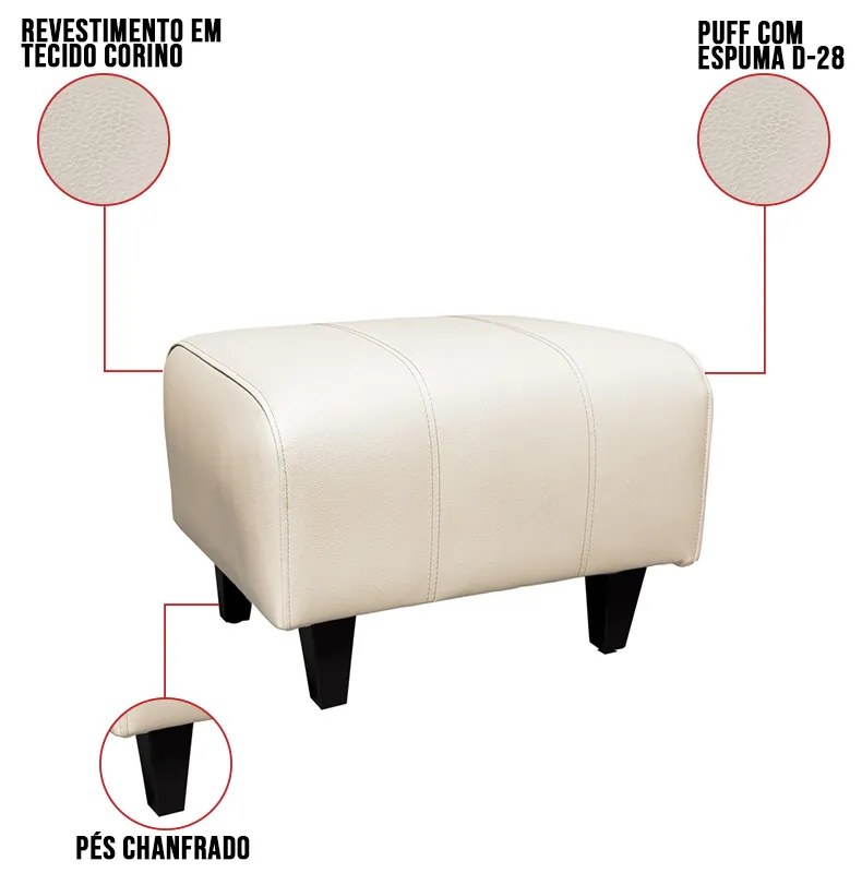 Poltrona do Papai com Puff USB e Porta Copos Ravella Sintético R04 - D'Rossi
 - Bege