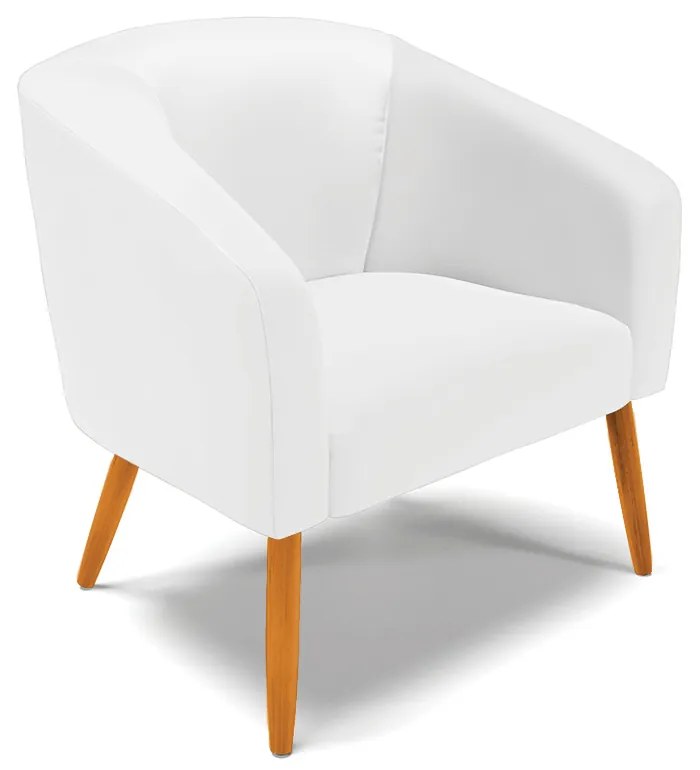 Poltrona Decorativa Pé Palito Castanho kit 2 Stella Sintético D03 - D'Rossi - Branco