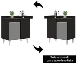 Balcão de Canto Reto com Tampo 1 Porta Denver Preto/Cinza - Lumil