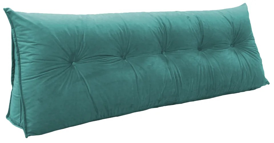Almofada para Cabeceira Mel 1,00 m Solteiro Travesseiro Apoio para Encosto Macia Formato Triângulo Suede Azul Tiffany