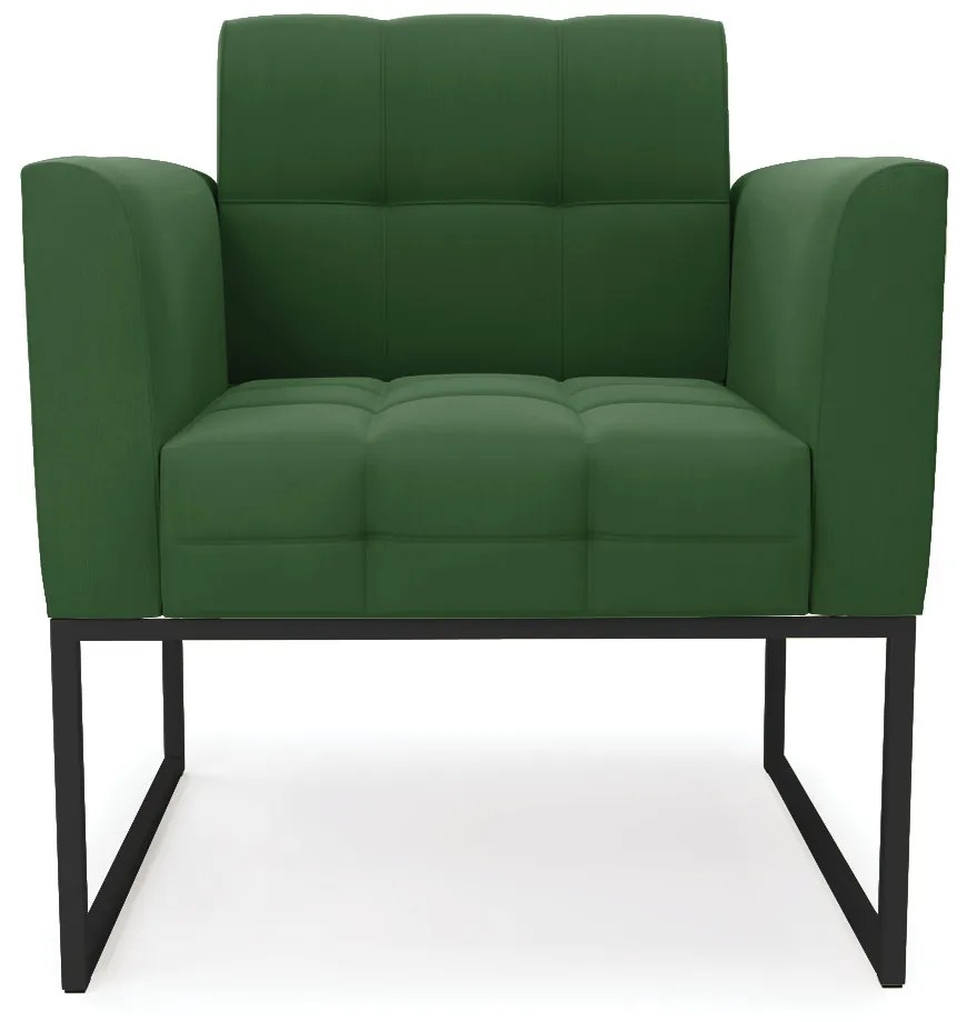 Poltrona Elisa Suede Verde Base Metálica Industrial Preto D03 - D'Rossi