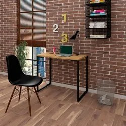 Mesa Escrivaninha Fit 90cm Natura e Cadeira Charles FT1 Preta - Mpozen