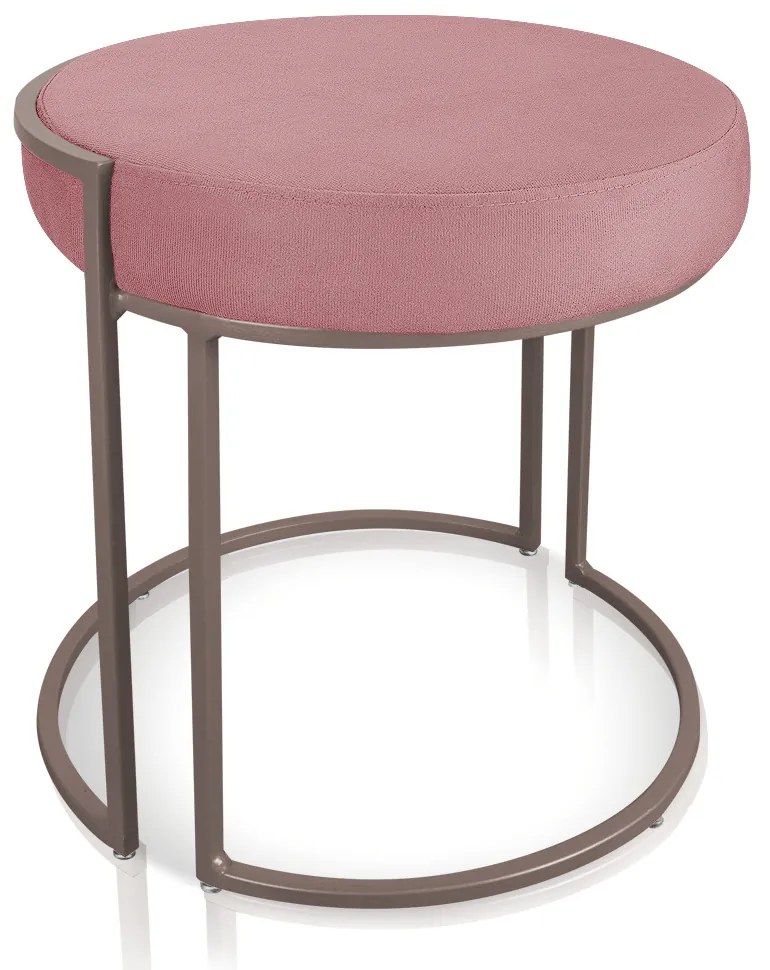 Puff Redondo Base Industrial Cobre Love Suede Rosê D03 - D'Rossi