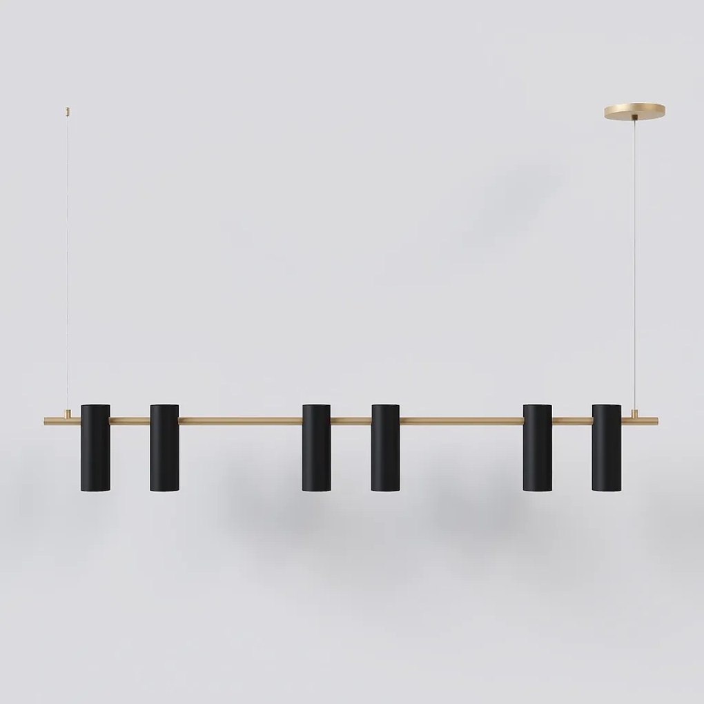 Pendente Tube Transpass Em Par 5,7X16,7X120Cm Alumínio 06Xmr16 - Qimpo... (PRETO / CHAMPANHE)