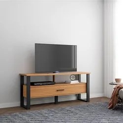 Rack Para TV Até 55 Pol. Estilo Industrial 1 Gaveta F41 Freijó/Preto F