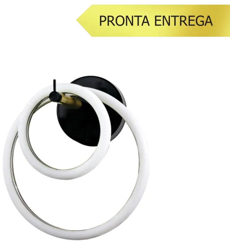 Arandela Ellos 02 Argolas Magnéticas 31X34X30Cm Led 20W 3000K Bivolt P... (Preto / Champanhe)