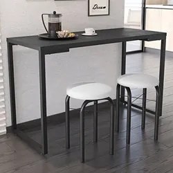 Mesa de Cozinha Bistrô Porto Preto 120cm com 2 Banquetas Industriais M