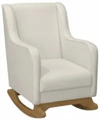 Poltrona Amamentação Base Madeira Balanço Vick Bouclê Off F03 - Mpozen