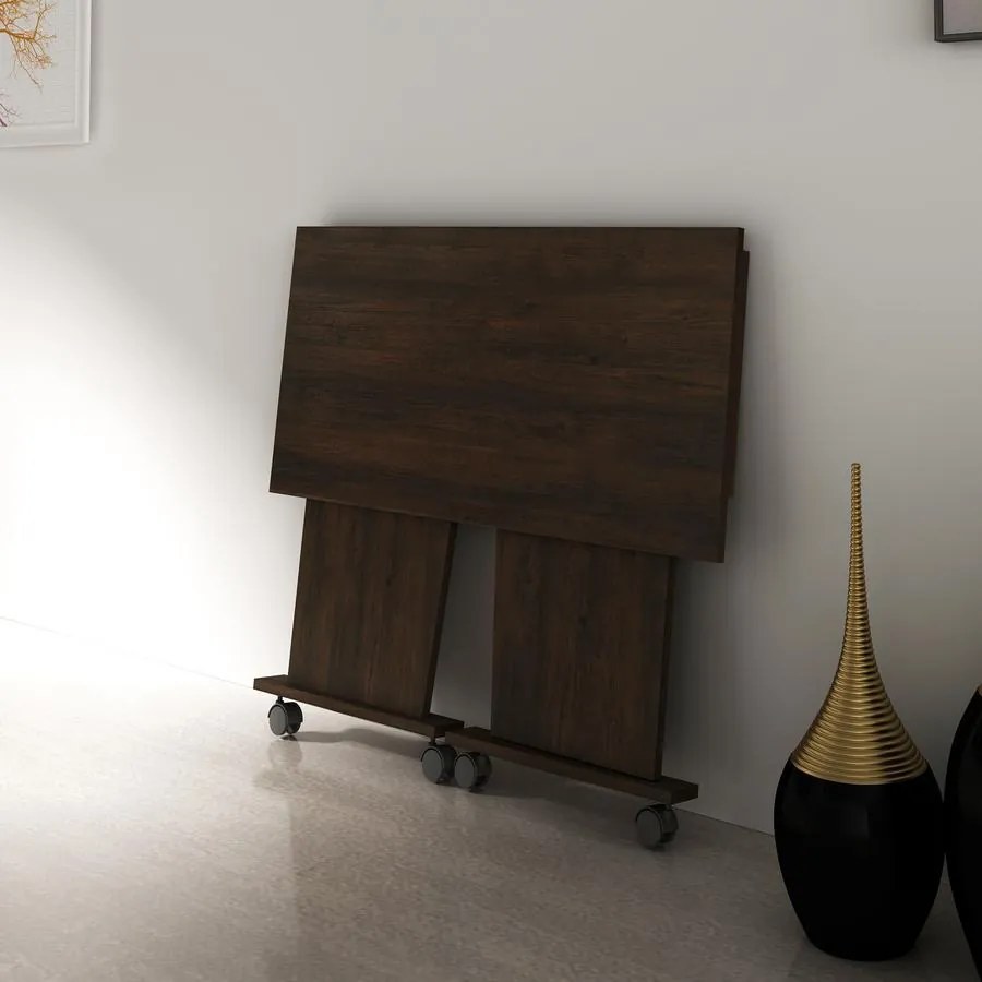 Mesa Dobrável Multiuso Rodas Notebook Home Office Rústico