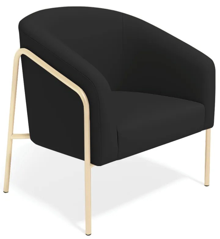Poltrona Sala Industrial Alta Champanhe Stella Veludo D03 - D'Rossi - Preto