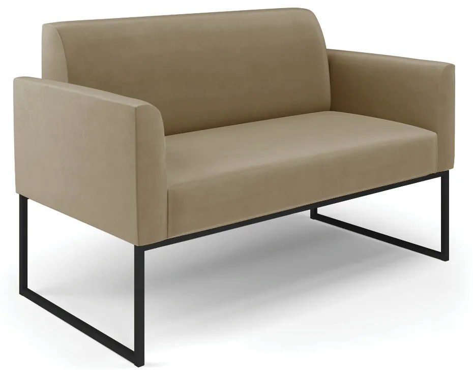 Sofá 2 Lugares Namoradeira Marisa Industrial Preto Suede D03 - D'Rossi - Marrom Rato