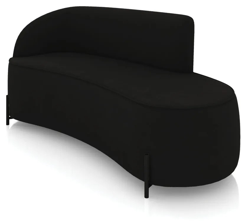 Sofá 3 Lugares Orgânico 180cm Pé Ferro Preto Morgan Suede D03 - D'Rossi - Preto