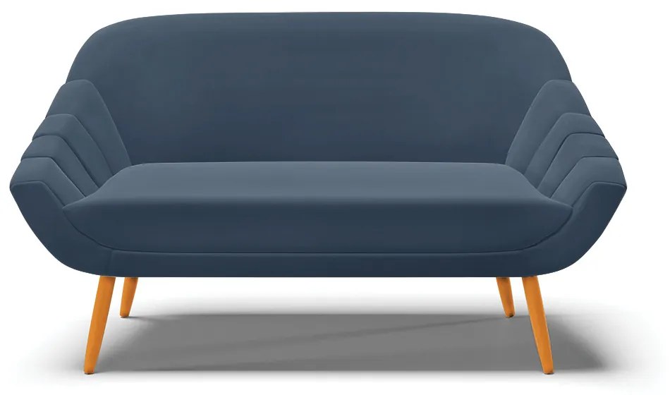 Namoradeira 02 Lugares Giovana Suede Azul Marinho Pés Palito Castanho - D'Rossi