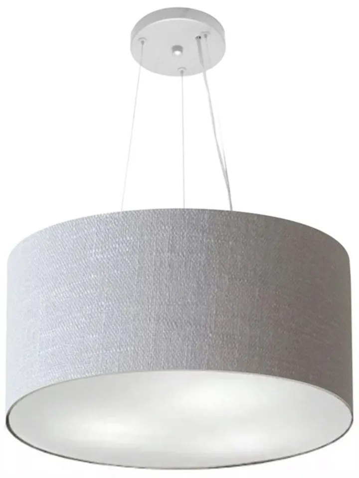 Lustre Pendente Cilíndrico Md-4185 Cúpula em Tecido 45x21cm Rustico Cinza - Bivolt