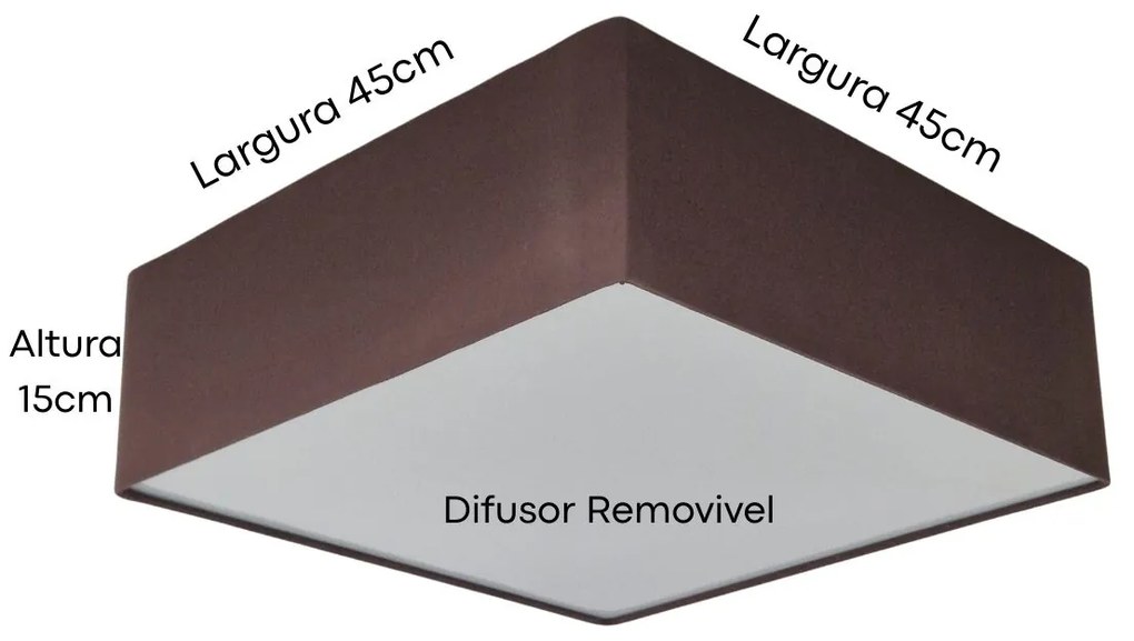 Plafon Quadrado Vivare Md-3051 Cúpula em Tecido 15/45x45cm - Bivolt