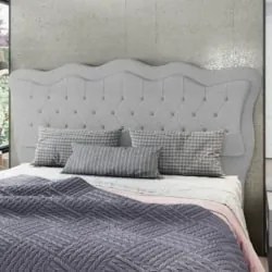 Cabeceira Casal King Cama Box 195cm Oregon Z04 Boucle Cinza - Mpozenat