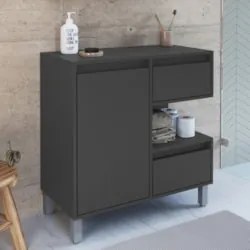 Gabinete de Banheiro 80cm Para Cuba 1 Porta Clari Grafite F10 - Mpozen