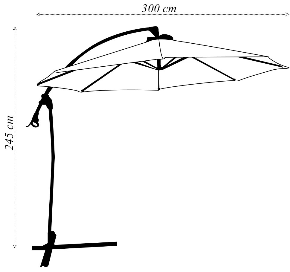 Ombrelone Externo Cobertura Retrátil 300cm Estrutura em Aço Azul Marinho G31 - Importway