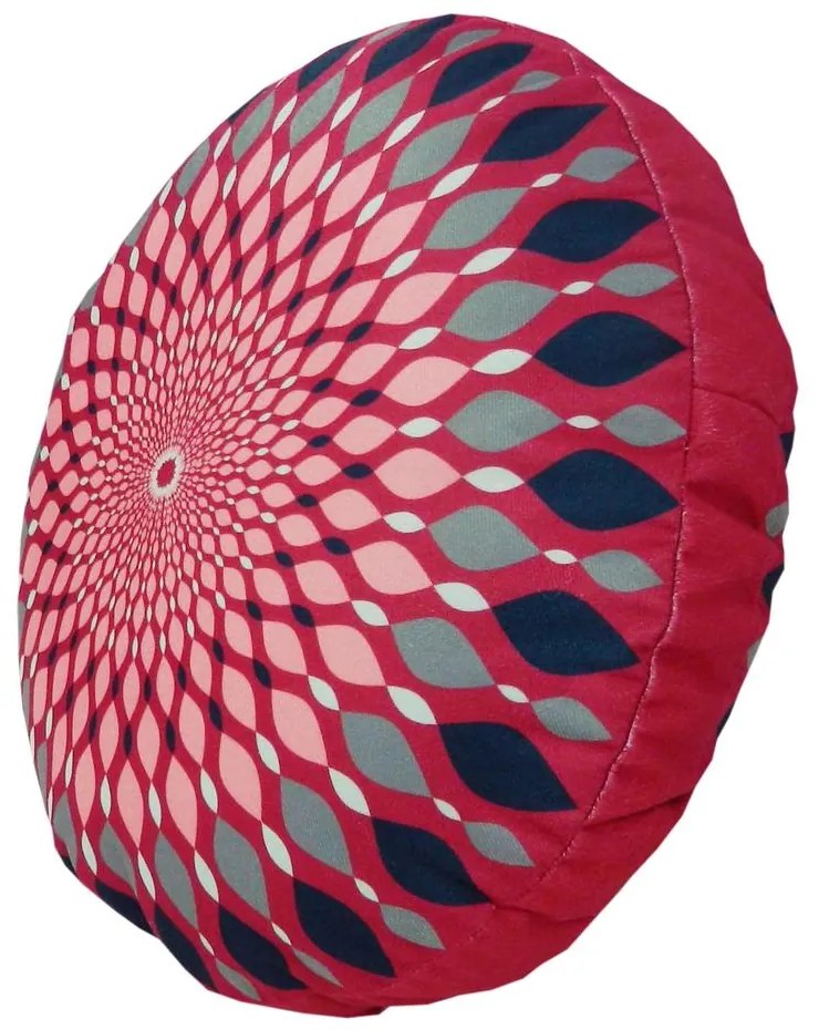 Almofada Redonda Ravi Cheia Indiana em Tons Cereja 40x40cm - ARI-0327
