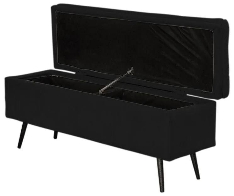 Cabeceira com Calçadeira Baú Casal 140cm Conforto Suede Preto - Sheep Estofados - Preto