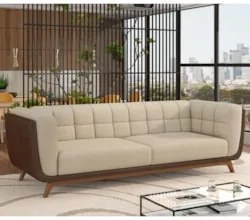 Sofá Living Decorativo 2 Lugares 180cm Bellart Z32 Boucle Bege/Sintéti