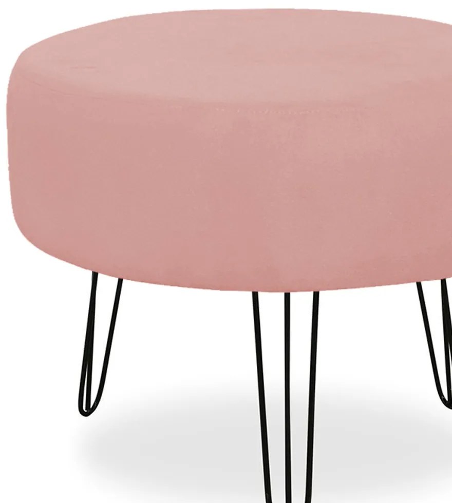 Kit 04 Puffs Redondos para Sala Chloe Suede Crepe