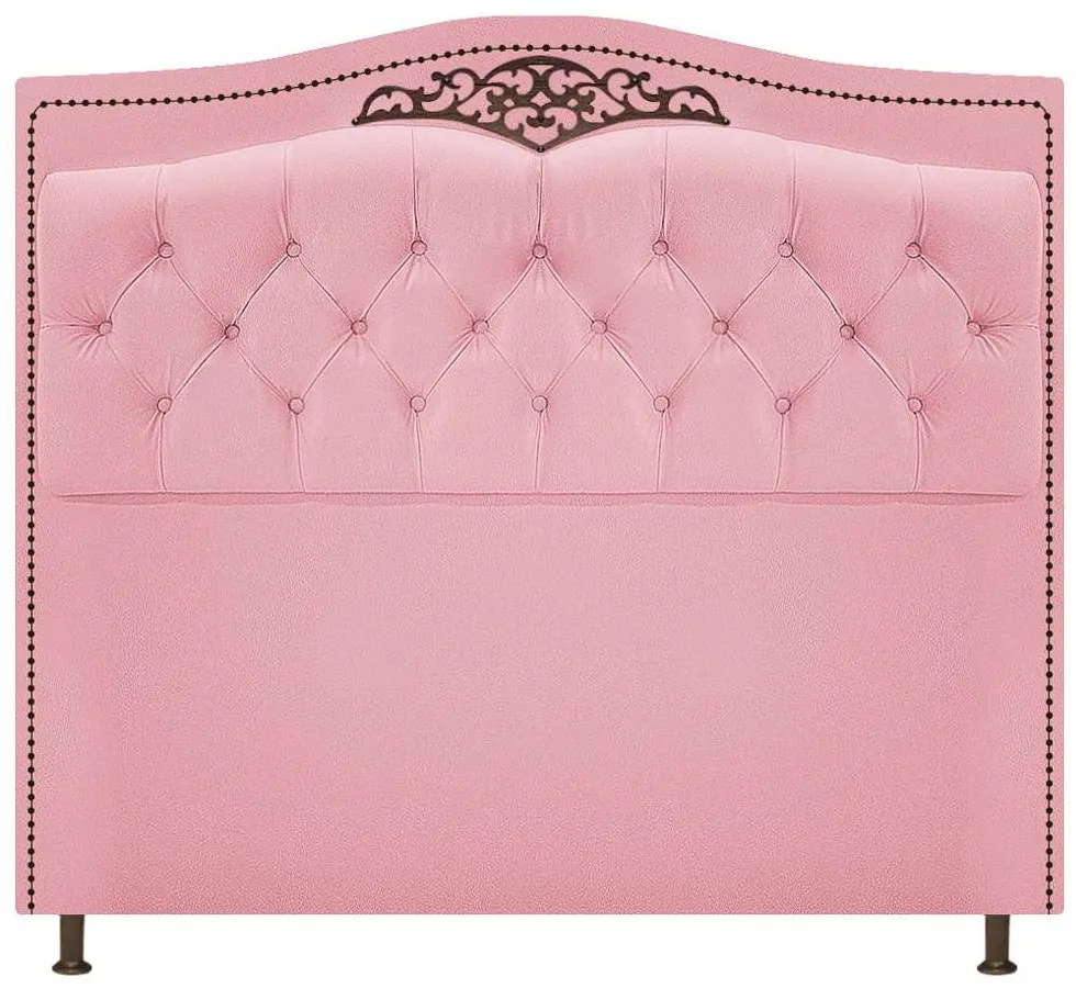 Cabeceira Estofada Yasmim 140 cm Casal Suede Rosa Bebê - ADJ Decor