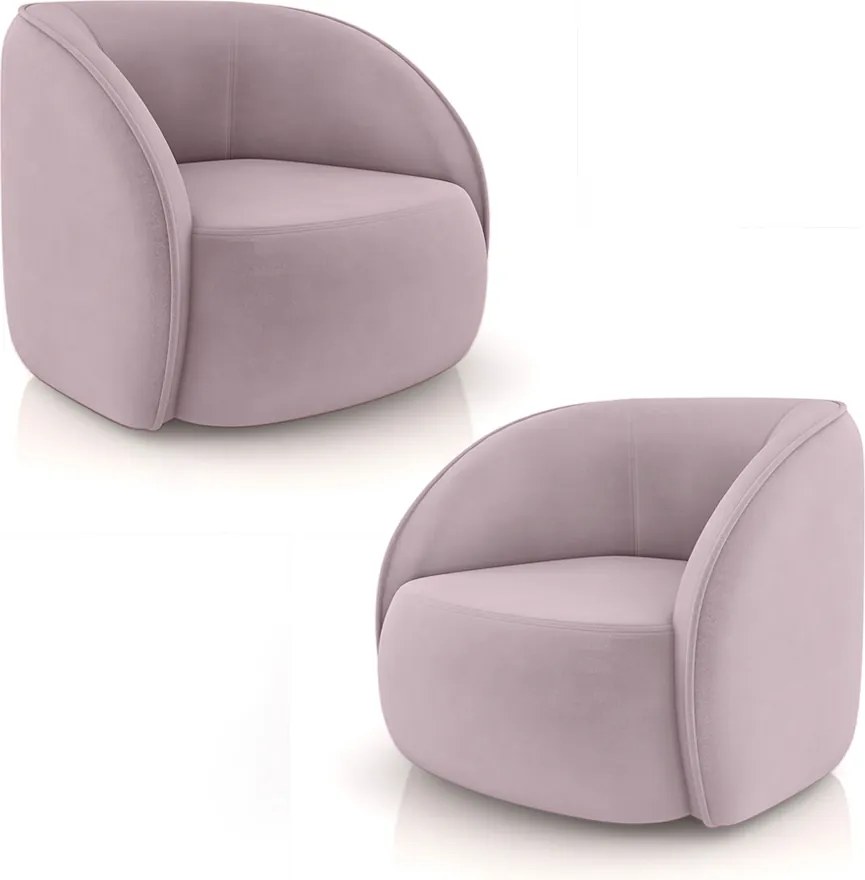 Kit 2 Poltronas Decorativas Sala de Estar Clarke Veludo Rosê G45 - Gran Belo