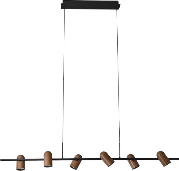 Pendente Metal Preto Madeira Forest