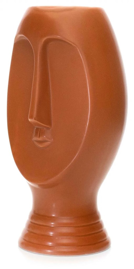Vaso Decorativo Rosto em Cerâmica Terracota 23,5x11 cm - D'Rossi