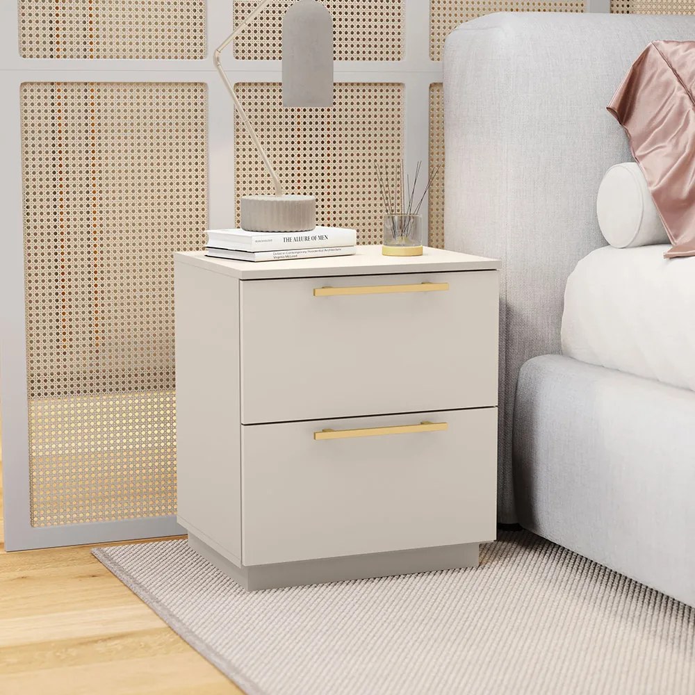 Mesa Cabeceira Quarto 50cm com 2 Gavetas Magna V01 - D'Rossi - Fendi