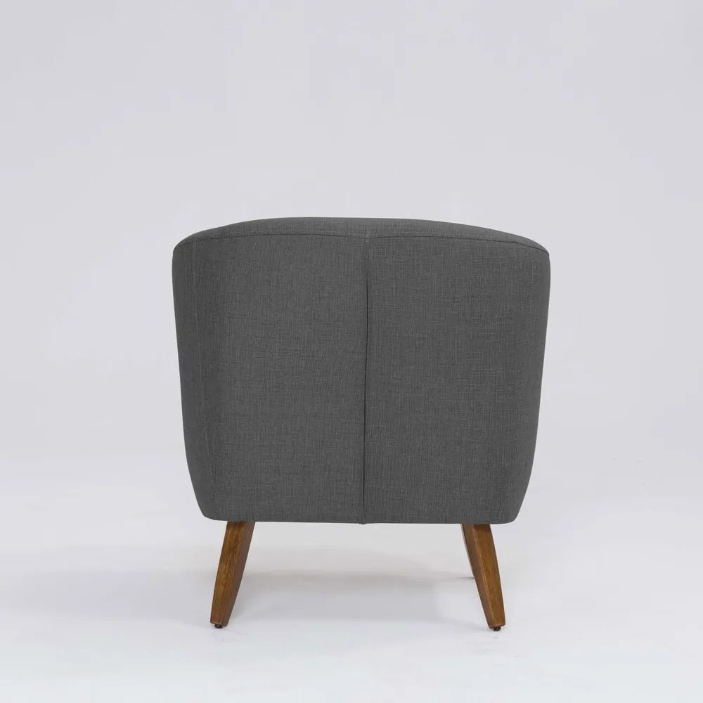 Poltrona Decorativa Milão D07 Pés Madeira Linho Mescla Chumbo - D'Rossi
